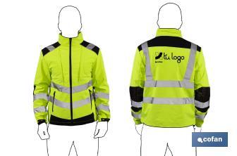 High visibility softshell jacket | Available sizes from S to XXXL | Yellow and black - Cofan